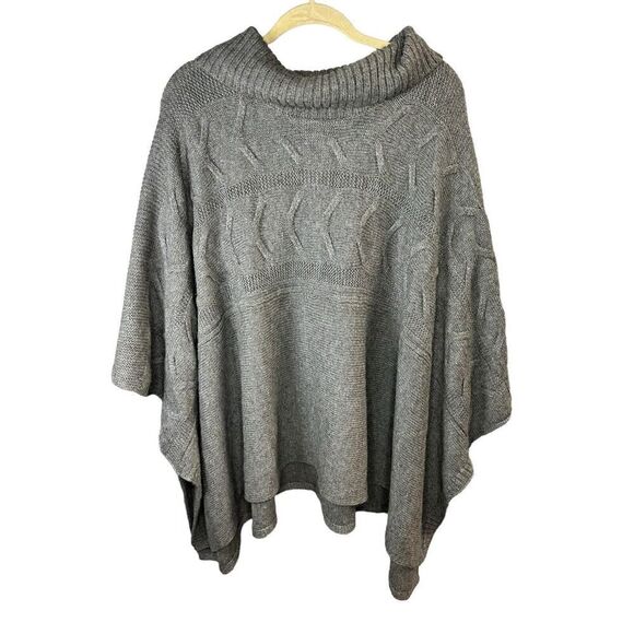 Eileen Fisher Alpaca Silk Grey Knit Ponco one size - Picture 1 of 8